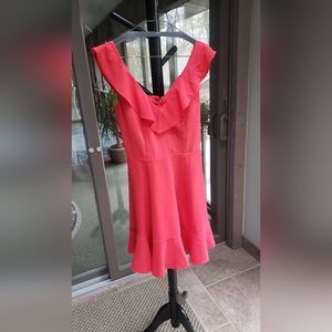 Asos Red Ruffle-Sleeved Mini A-Line Dress